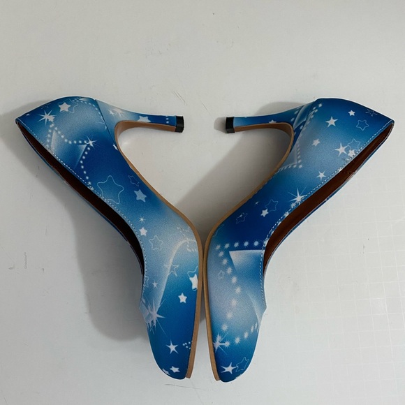 Unique High Heels Canvas Stars print Blue Women’s shoes - Picture 3 of 10